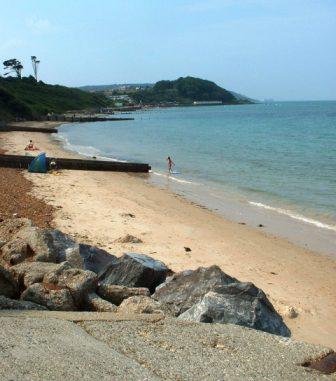 Colwell Bay looking from the bottom of the slipway west towards Totland and The Needles